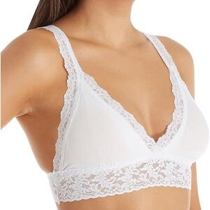 Hanky Panky Suprima Cotton Padded Lace Bralette in White $68 NWT size Small